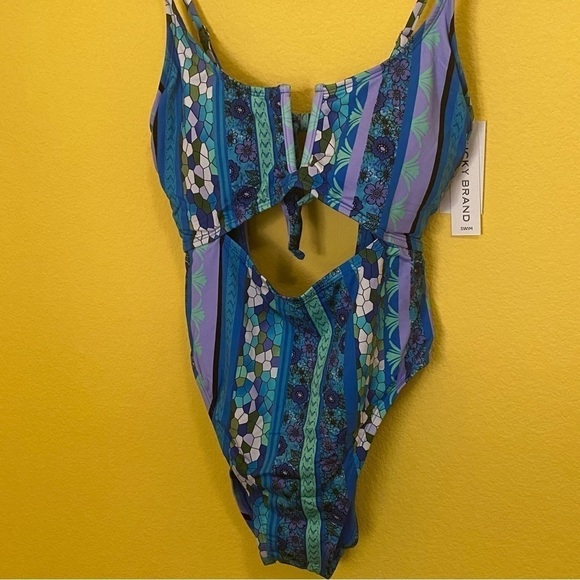 Lucky Brand New M Underwire Keyhole Tie Closure Mermaidcore One Piece Swimsuit - Picture 5 of 8